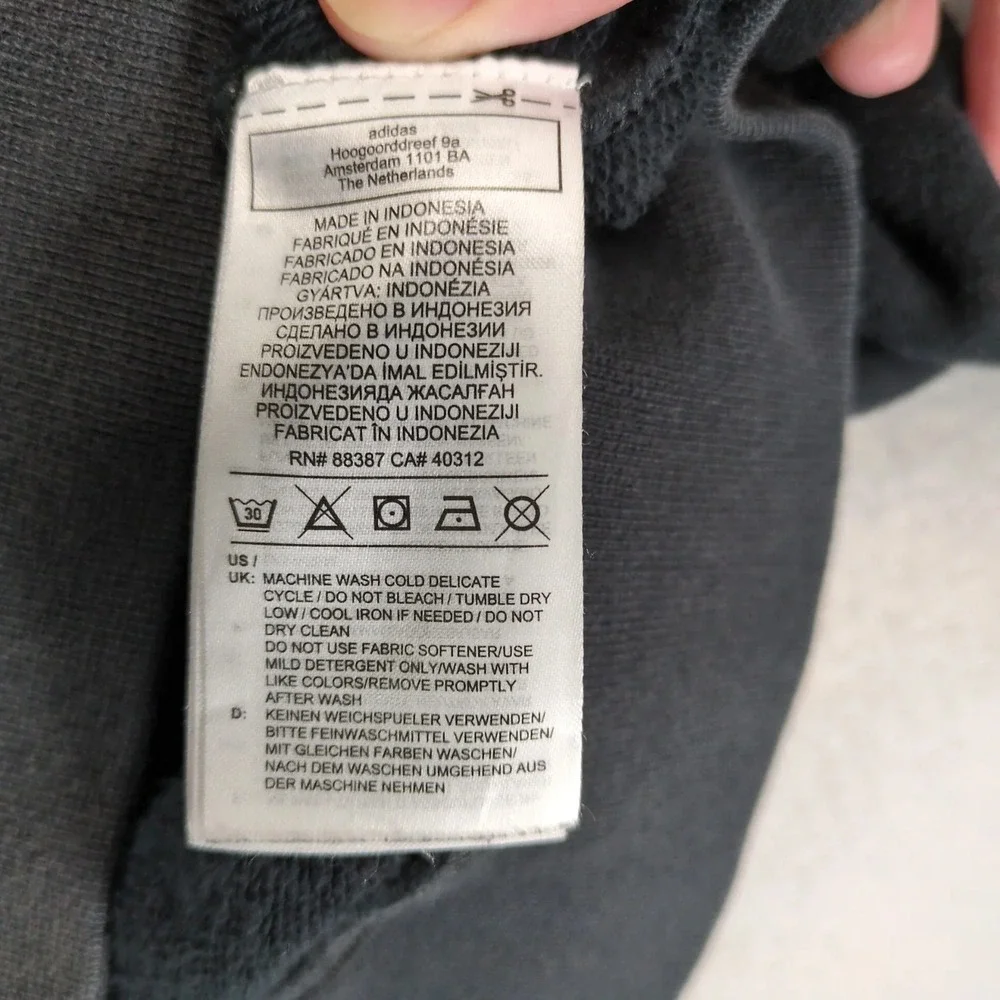 adidas Trefoil Black White Hoodie Mens S Oversized Colorblock Big Logo‎ Sporty